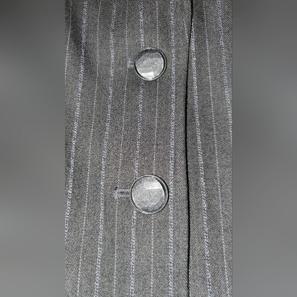 Womens Signature By Larry Levine 2pc Pantsuit, Dark Blueish Gray With Pinstripes - Picture 11 of 13